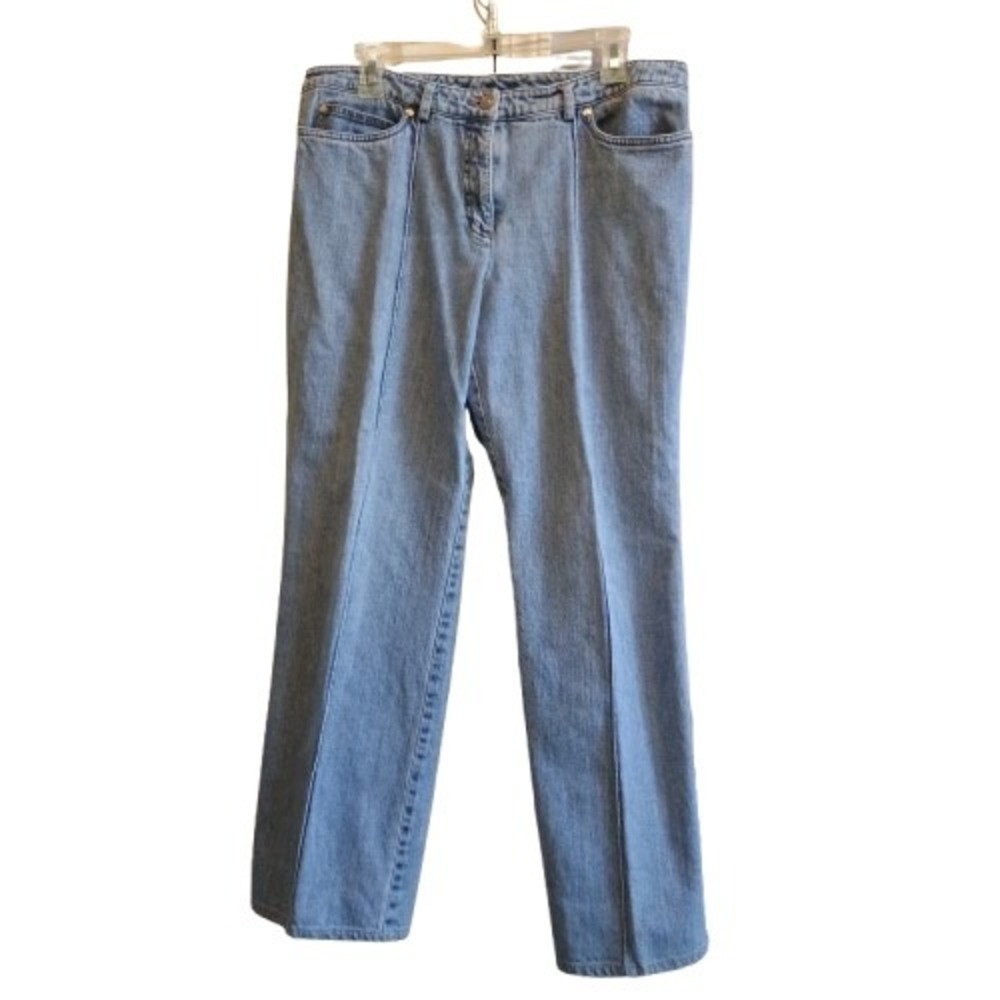 VTG Carlisle Collection Dry Clean Denim Jeans Wide Leg US 14 Crown Gold‎ Studs